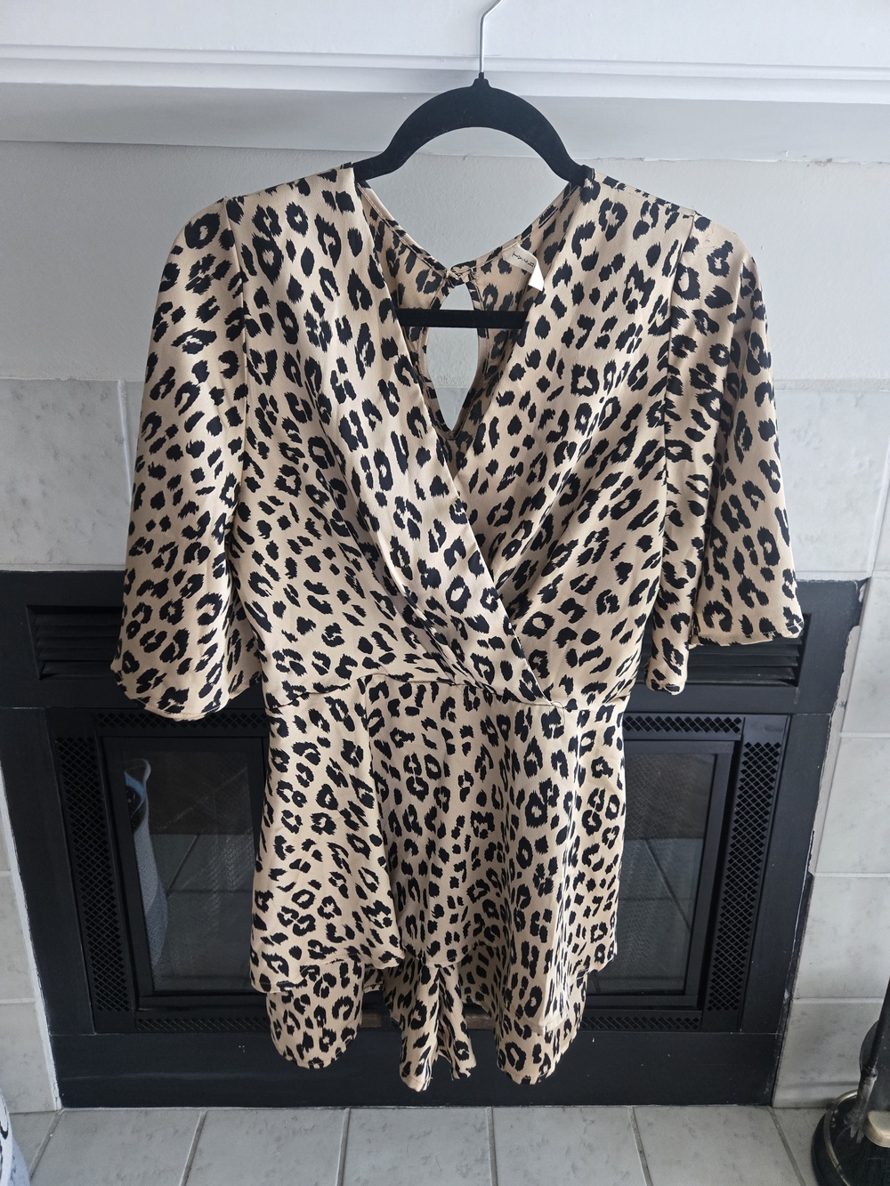 Tyche Beige and Black Leopard Romper